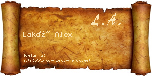 Lakó Alex névjegykártya